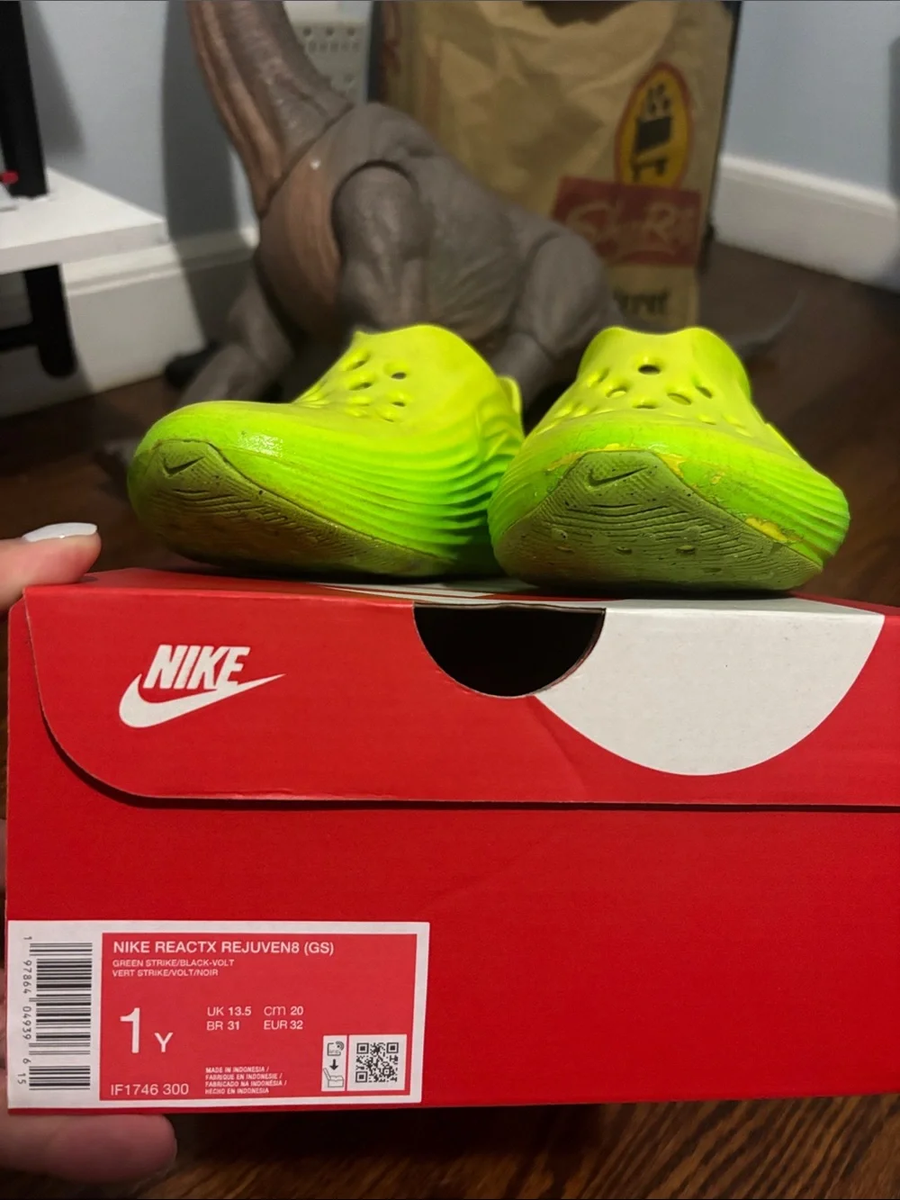 Nike Kids Neon Yellow Slip-On Water Shoes with Black Swoosh
